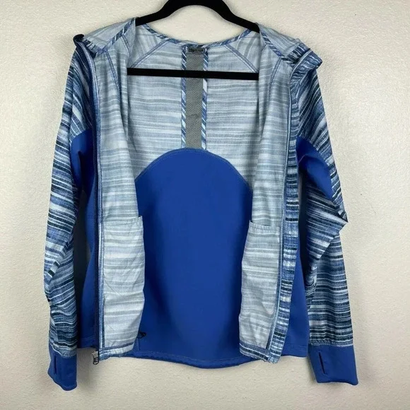 Marmot Jacket Women's Sz M Muse Track Hooded Full Zip Athletic Striped Blue - Picture 4 of 12